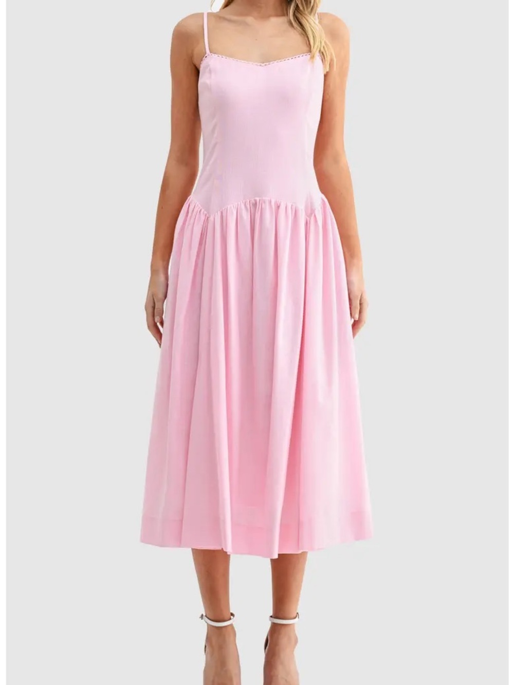 Light Pink Spaghetti-Strap Midi Dress - All in Favor